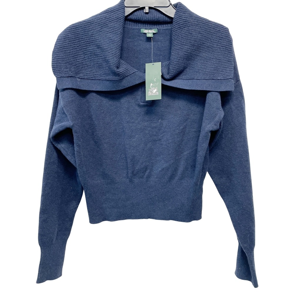 Wild Fable Women's Navy Blue Sailor Collar Knit Pullover Sweater Size Small